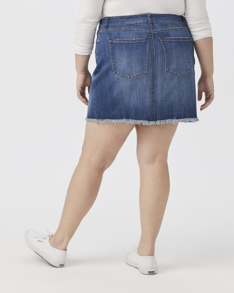 Plus size frayed denim skirt hotsell